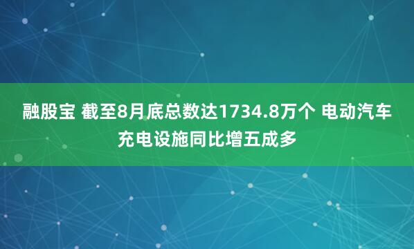 融股宝 截至8月底总数达1734.8万个 电动汽车充电设施同比增五成多
