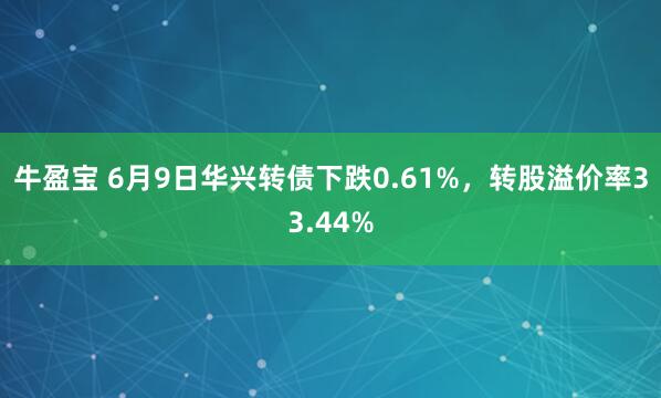 牛盈宝 6月9日华兴转债下跌0.61%，转股溢价率33.44%